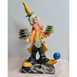 Vintange Charles Serouja Resin Clown Figurine From Italy With Marble Base